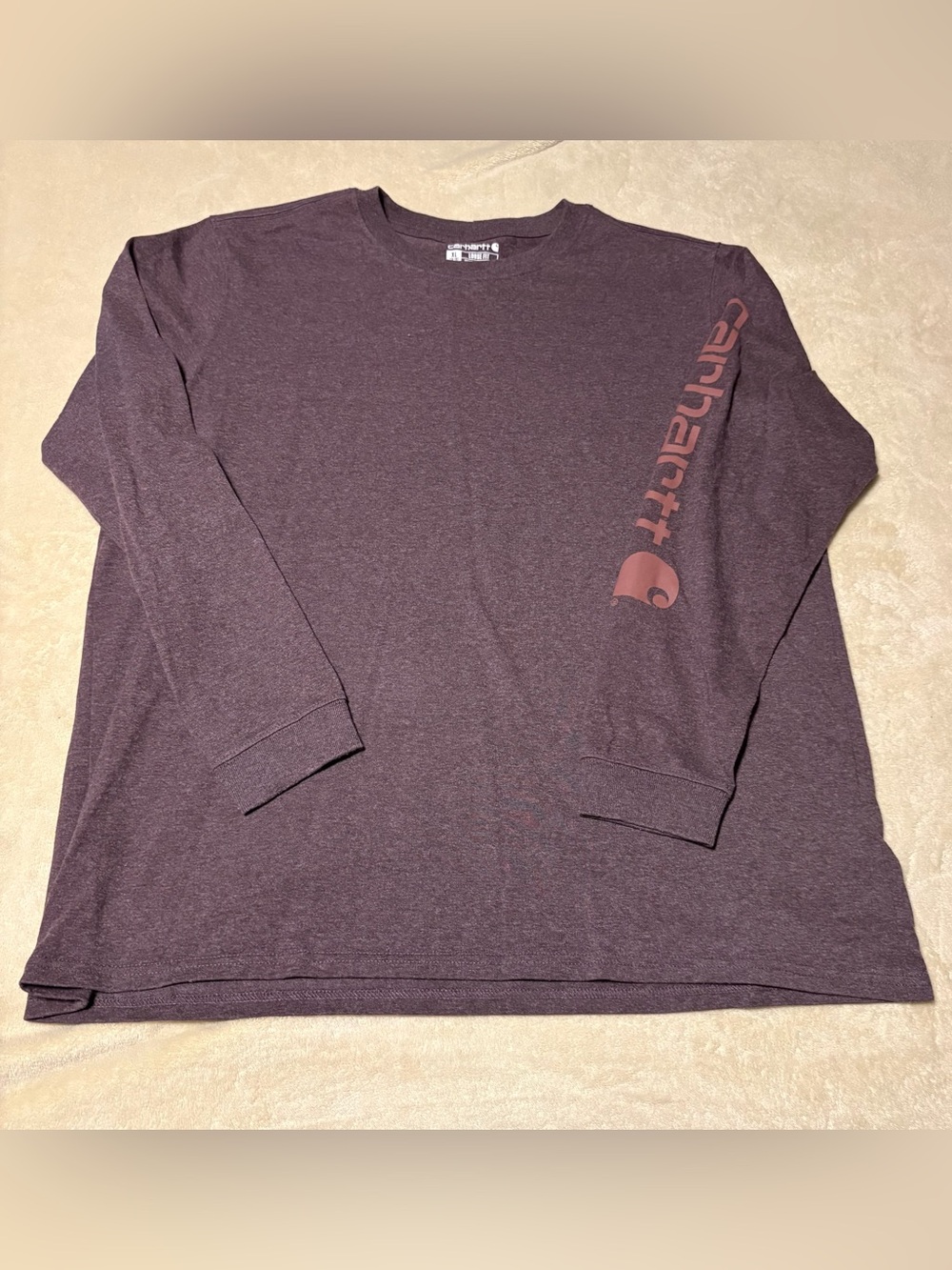 Carhartt Men's Long Sleeve Tee — Plum with Dark Pink Logo